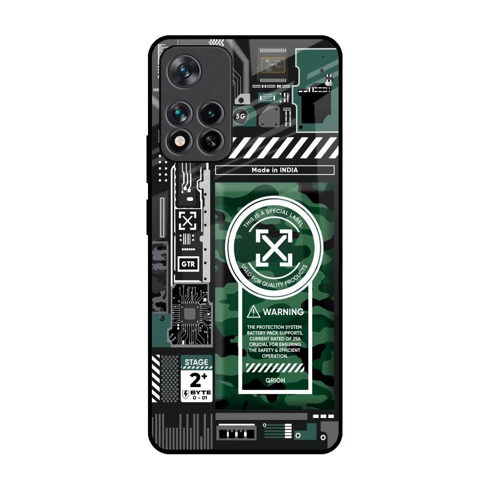 Green Camo Circuit Mi 11i Glass Back Cover Online