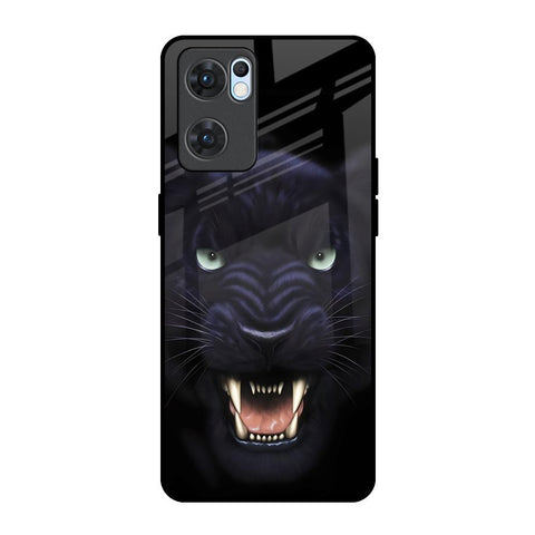Angry Black Leopard Oppo Reno7 5G Glass Back Cover Online