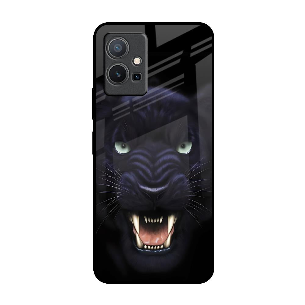 Angry Black Leopard Vivo Y75 5G Glass Back Cover Online