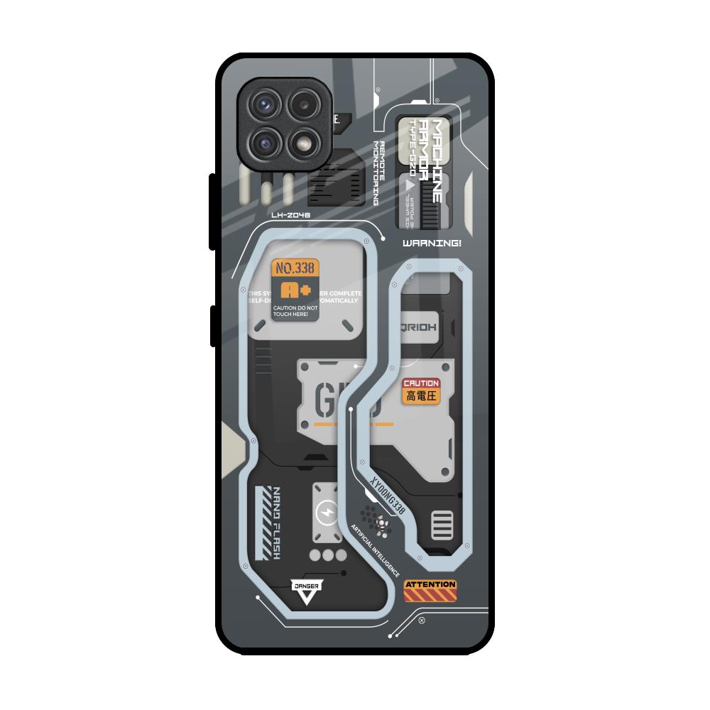 Retro Futuristic Samsung Galaxy F42 5G Glass Back Cover Online
