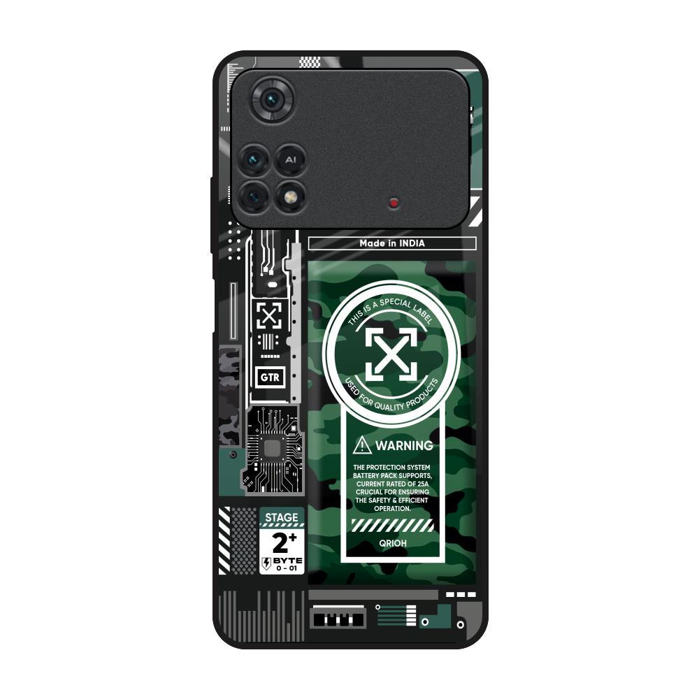 Green Camo Circuit Poco M4 Pro Glass Back Cover Online