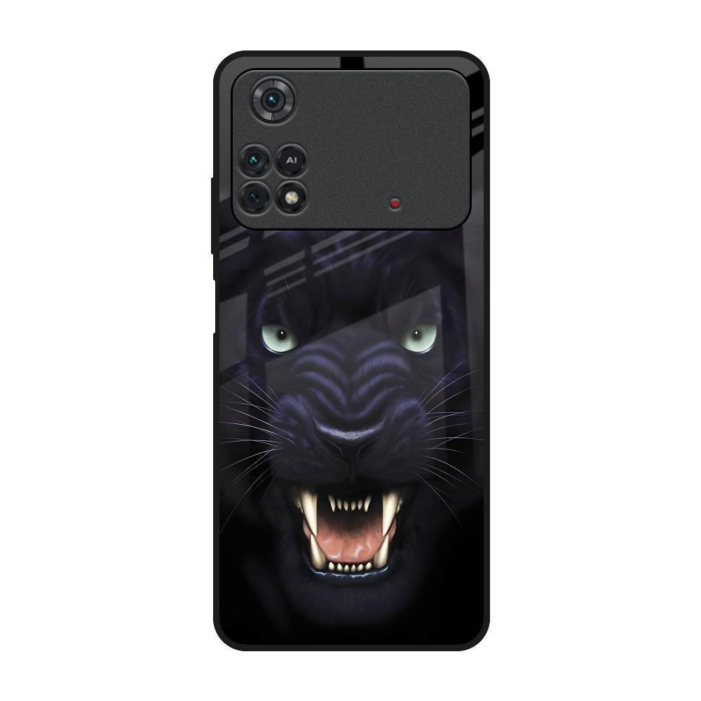 Angry Black Leopard Poco M4 Pro Glass Back Cover Online