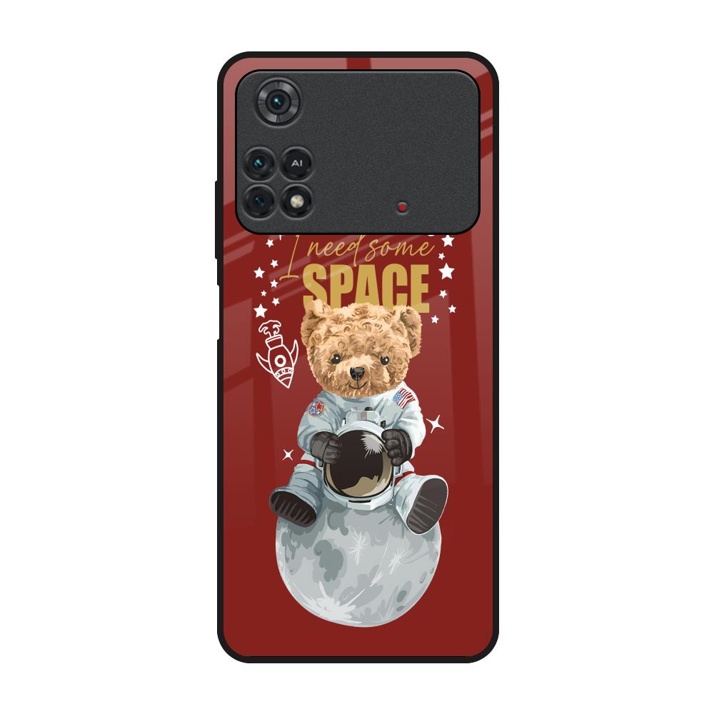 Astronaut Bear Poco M4 Pro Glass Back Cover Online