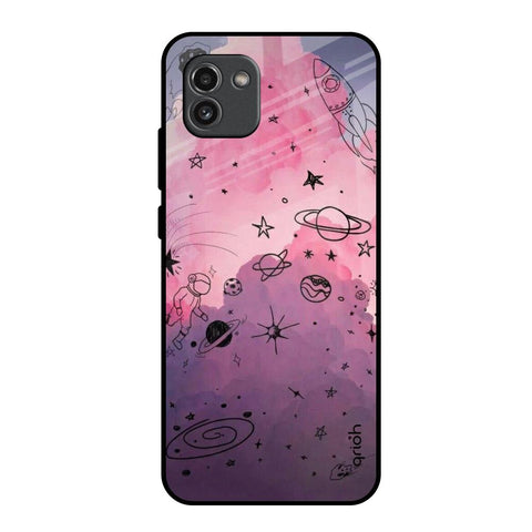 Space Doodles Samsung Galaxy A03 Glass Back Cover Online