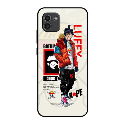 Bape Luffy Samsung Galaxy A03 Glass Back Cover Online