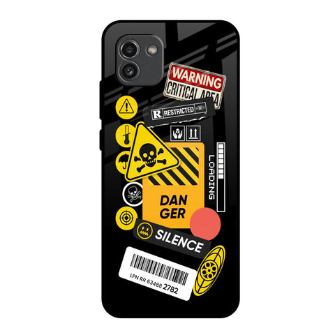 Danger Signs Samsung Galaxy A03 Glass Back Cover Online