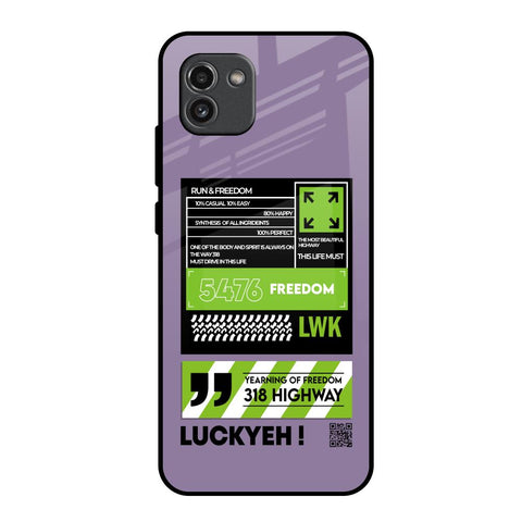 Run & Freedom Samsung Galaxy A03 Glass Back Cover Online
