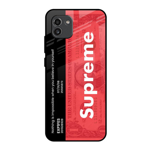 Supreme Ticket Samsung Galaxy A03 Glass Back Cover Online
