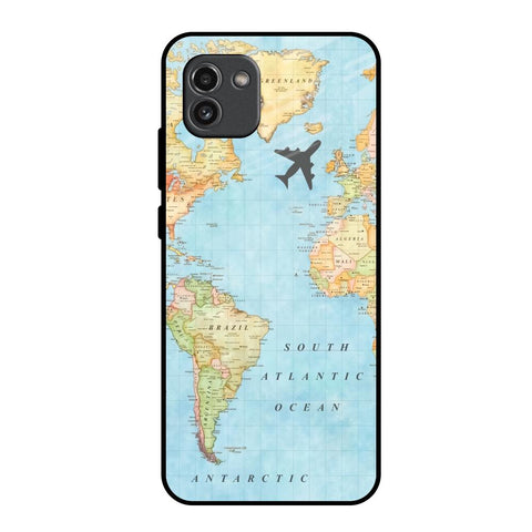 Travel Map Samsung Galaxy A03 Glass Back Cover Online