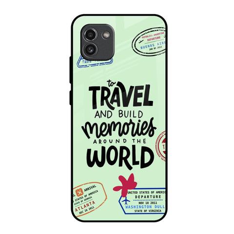Travel Stamps Samsung Galaxy A03 Glass Back Cover Online