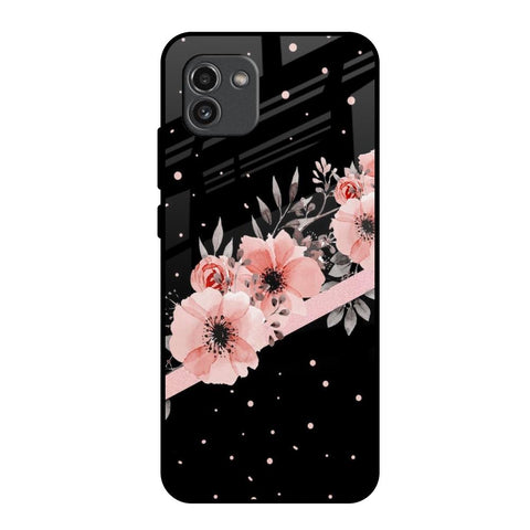 Floral Black Band Samsung Galaxy A03 Glass Back Cover Online