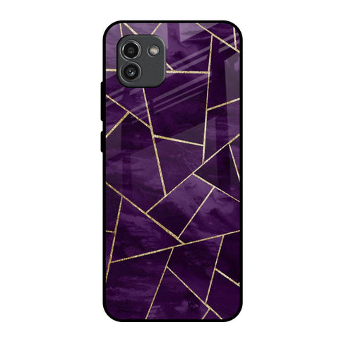 Geometric Purple Samsung Galaxy A03 Glass Back Cover Online