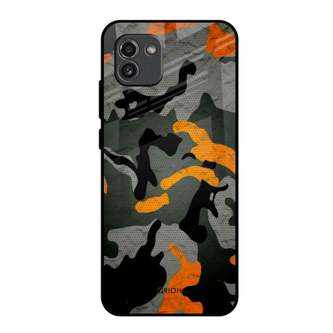 Camouflage Orange Samsung Galaxy A03 Glass Back Cover Online