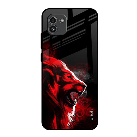 Red Angry Lion Samsung Galaxy A03 Glass Back Cover Online