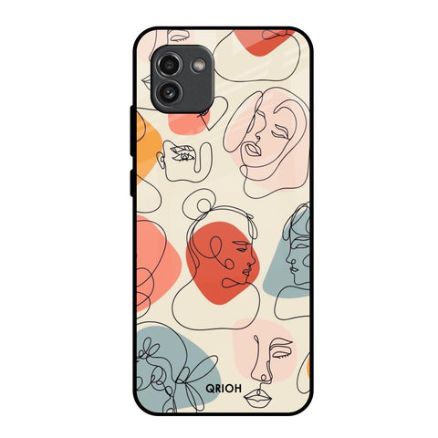 Abstract Faces Samsung Galaxy A03 Glass Back Cover Online