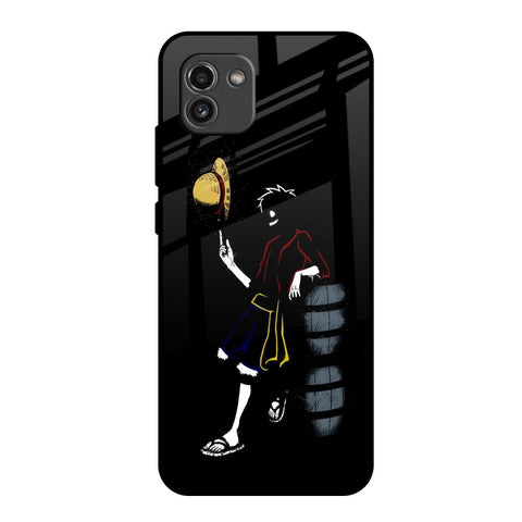 Luffy Line Art Samsung Galaxy A03 Glass Back Cover Online