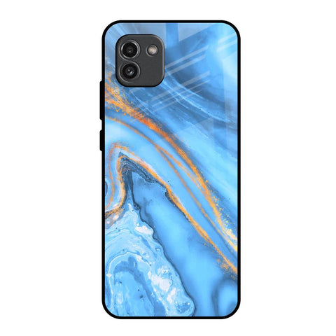 Vibrant Blue Marble Samsung Galaxy A03 Glass Back Cover Online