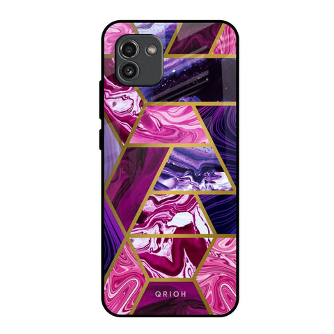 Electroplated Geometric Marble Samsung Galaxy A03 Glass Back Cover Online