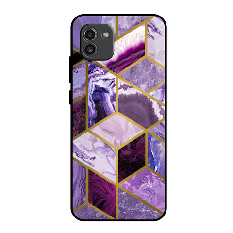 Purple Rhombus Marble Samsung Galaxy A03 Glass Back Cover Online