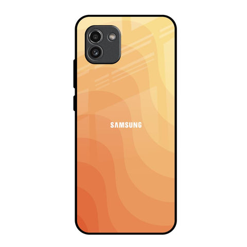 Orange Curve Pattern Samsung Galaxy A03 Glass Back Cover Online