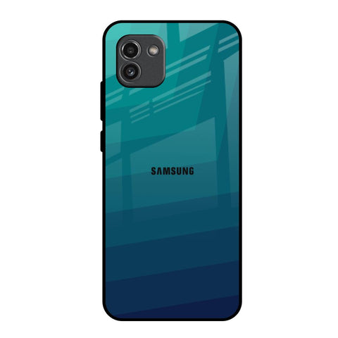 Green Triangle Pattern Samsung Galaxy A03 Glass Back Cover Online