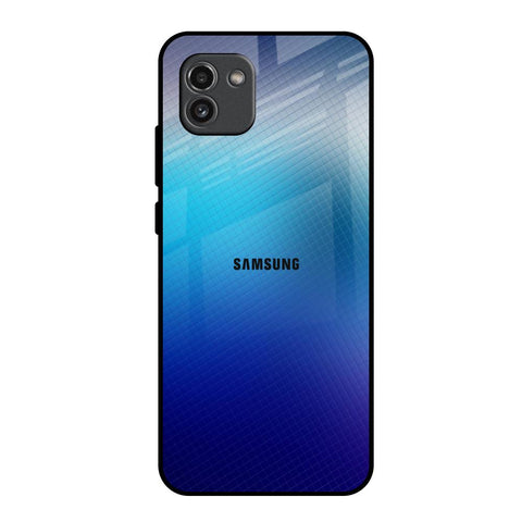 Blue Rhombus Pattern Samsung Galaxy A03 Glass Back Cover Online