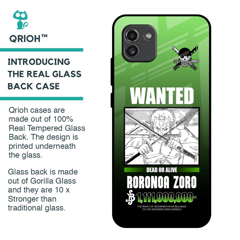 Zoro Wanted Glass Case for Samsung Galaxy A03