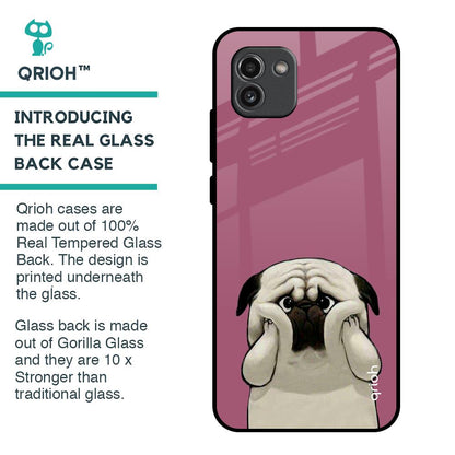 Funny Pug Face Glass Case For Samsung Galaxy A03