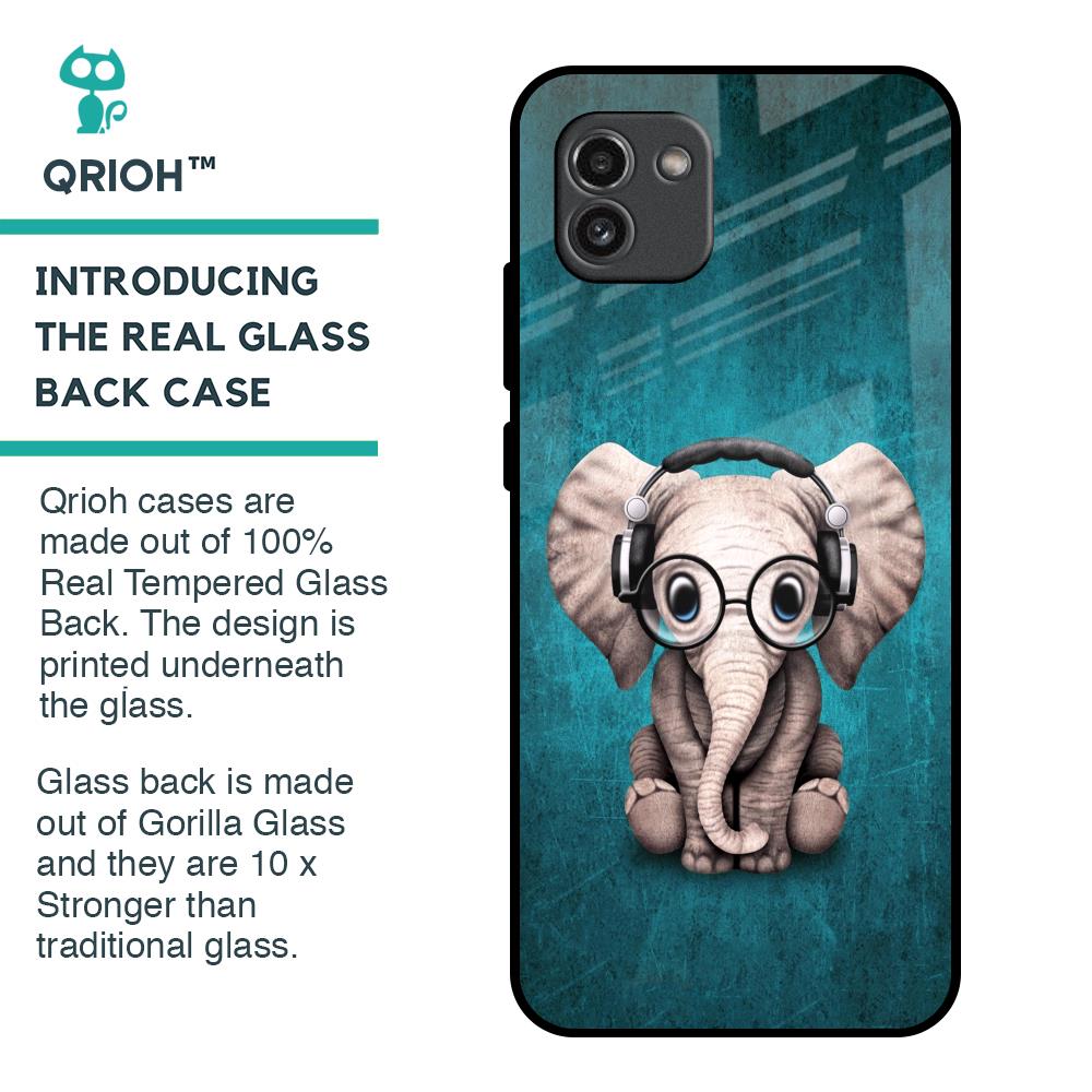 Adorable Baby Elephant Glass Case For Samsung Galaxy A03