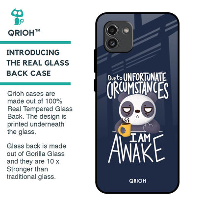Struggling Panda Glass Case for Samsung Galaxy A03