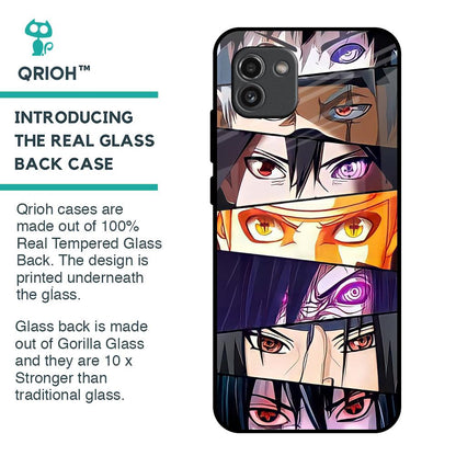Anime Eyes Glass Case for Samsung Galaxy A03