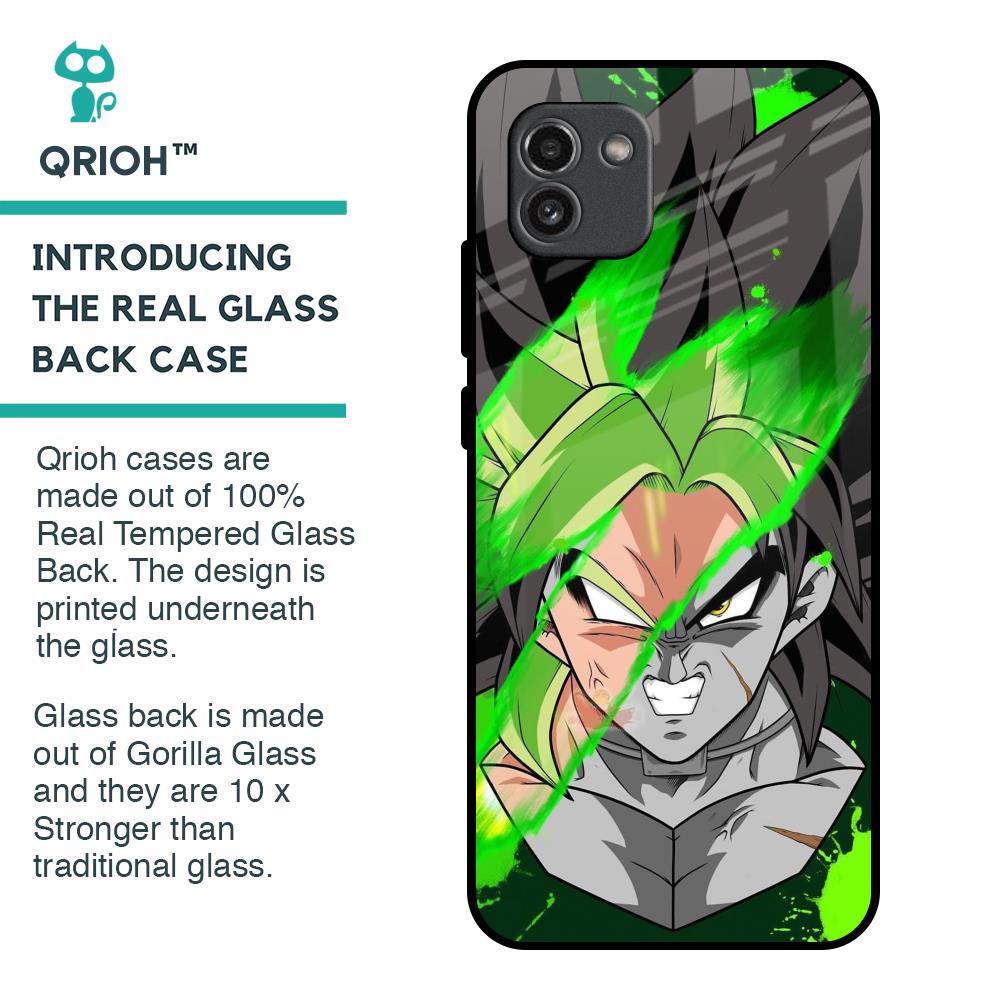 Anime Green Splash Glass Case for Samsung Galaxy A03