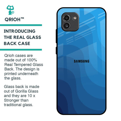 Blue Wave Abstract Glass Case for Samsung Galaxy A03