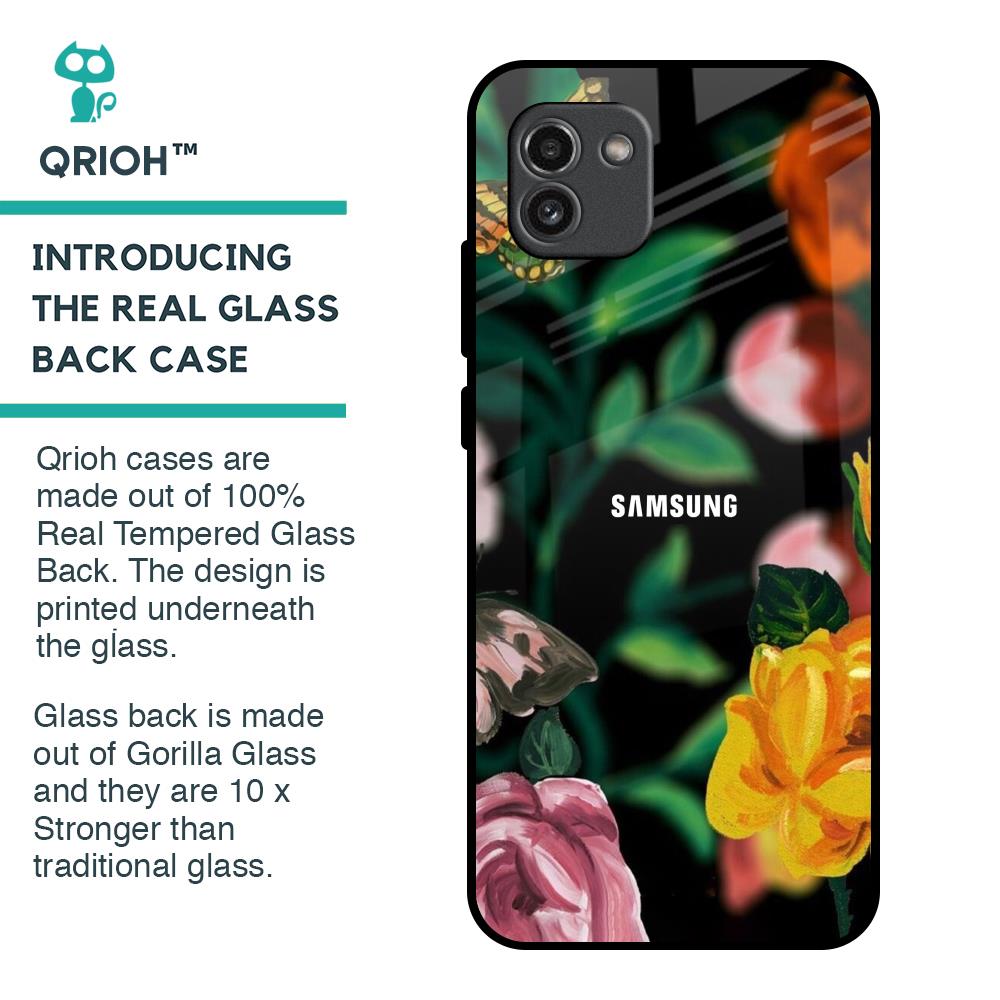 Flowers & Butterfly Glass Case for Samsung Galaxy A03