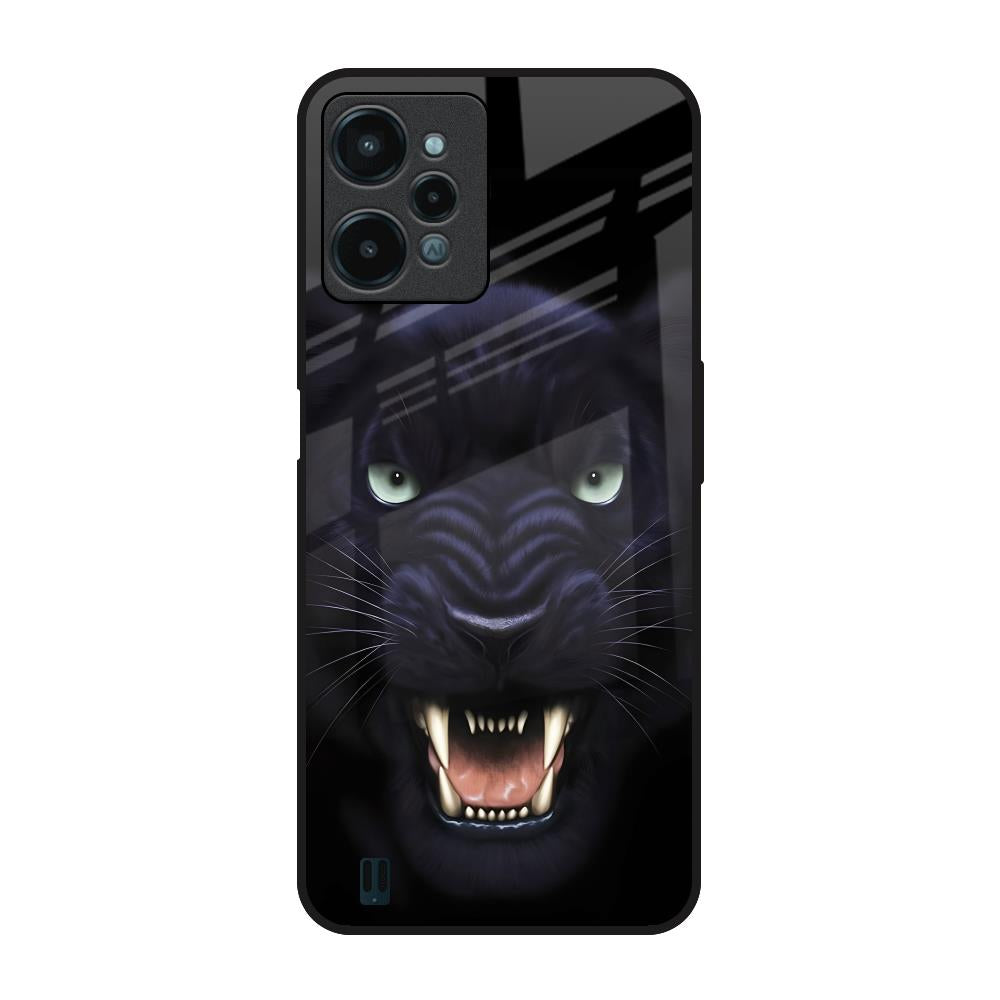 Angry Black Leopard Realme C31 Glass Back Cover Online