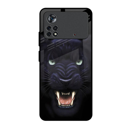 Angry Black Leopard Poco X4 Pro 5G Glass Back Cover Online