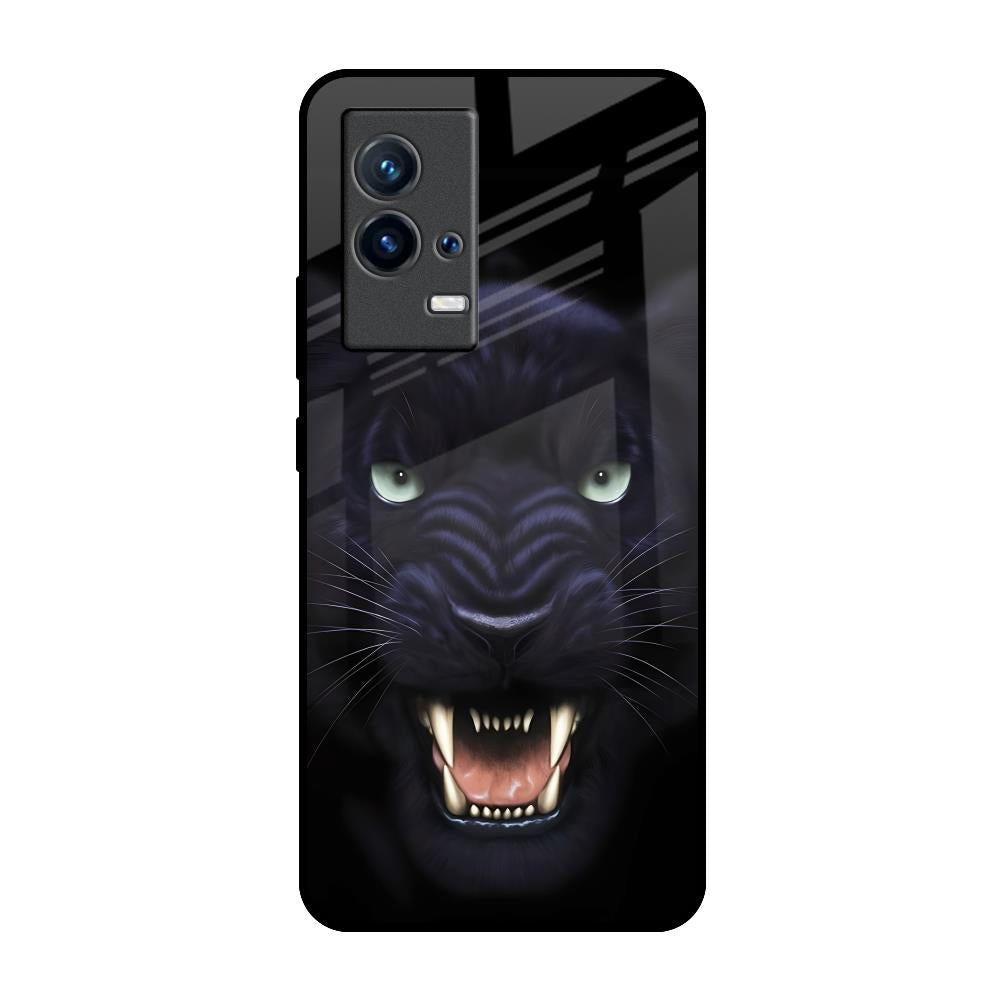 Angry Black Leopard IQOO 9 5G Glass Back Cover Online