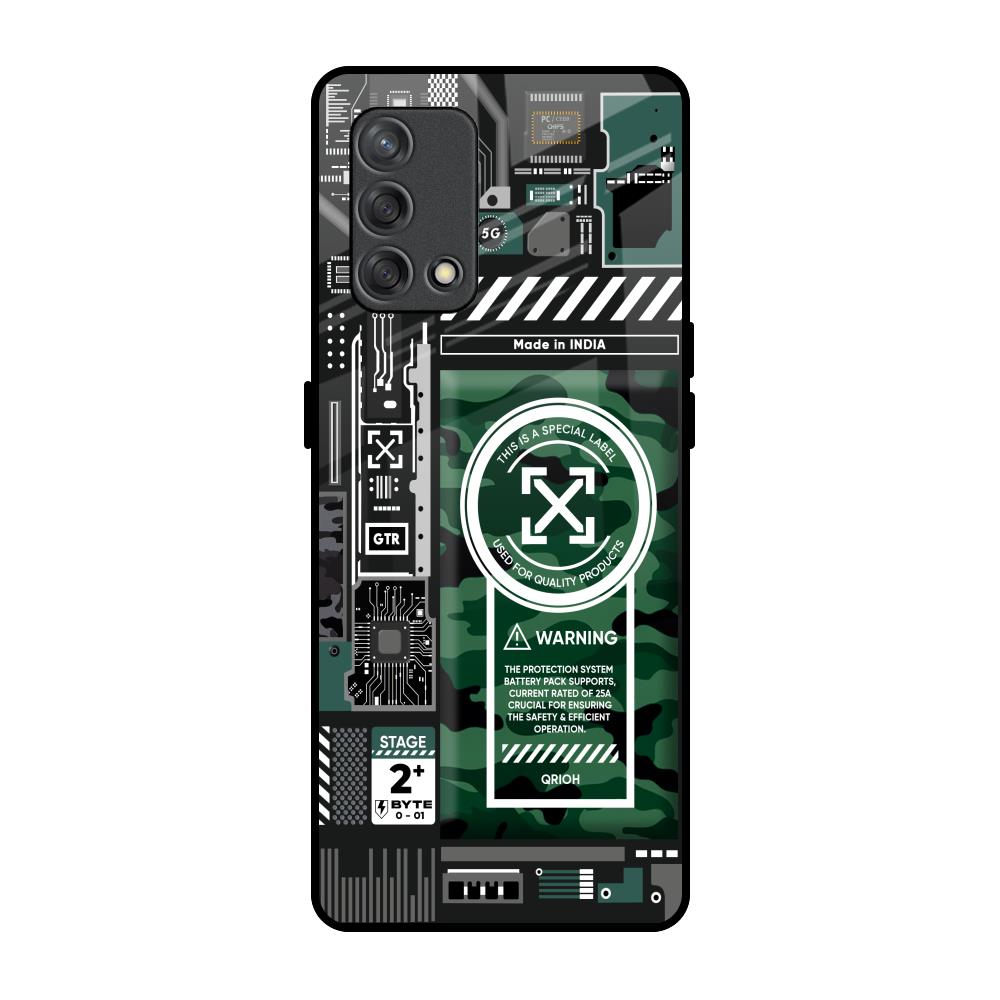 Green Camo Circuit Oppo F19s Glass Back Cover Online