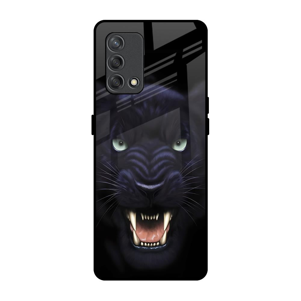 Angry Black Leopard Oppo F19s Glass Back Cover Online