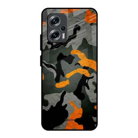 Camouflage Orange Redmi K50i 5G Glass Back Cover Online
