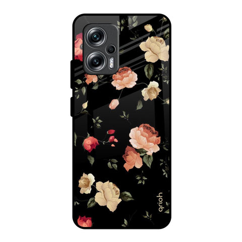 Black Spring Floral Redmi K50i 5G Glass Back Cover Online