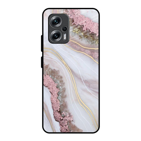 Pink & Gold Gllitter Marble Redmi K50i 5G Glass Back Cover Online