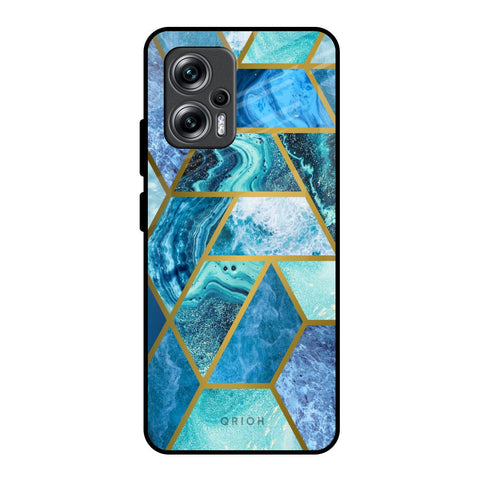 Turquoise Geometrical Marble Redmi K50i 5G Glass Back Cover Online