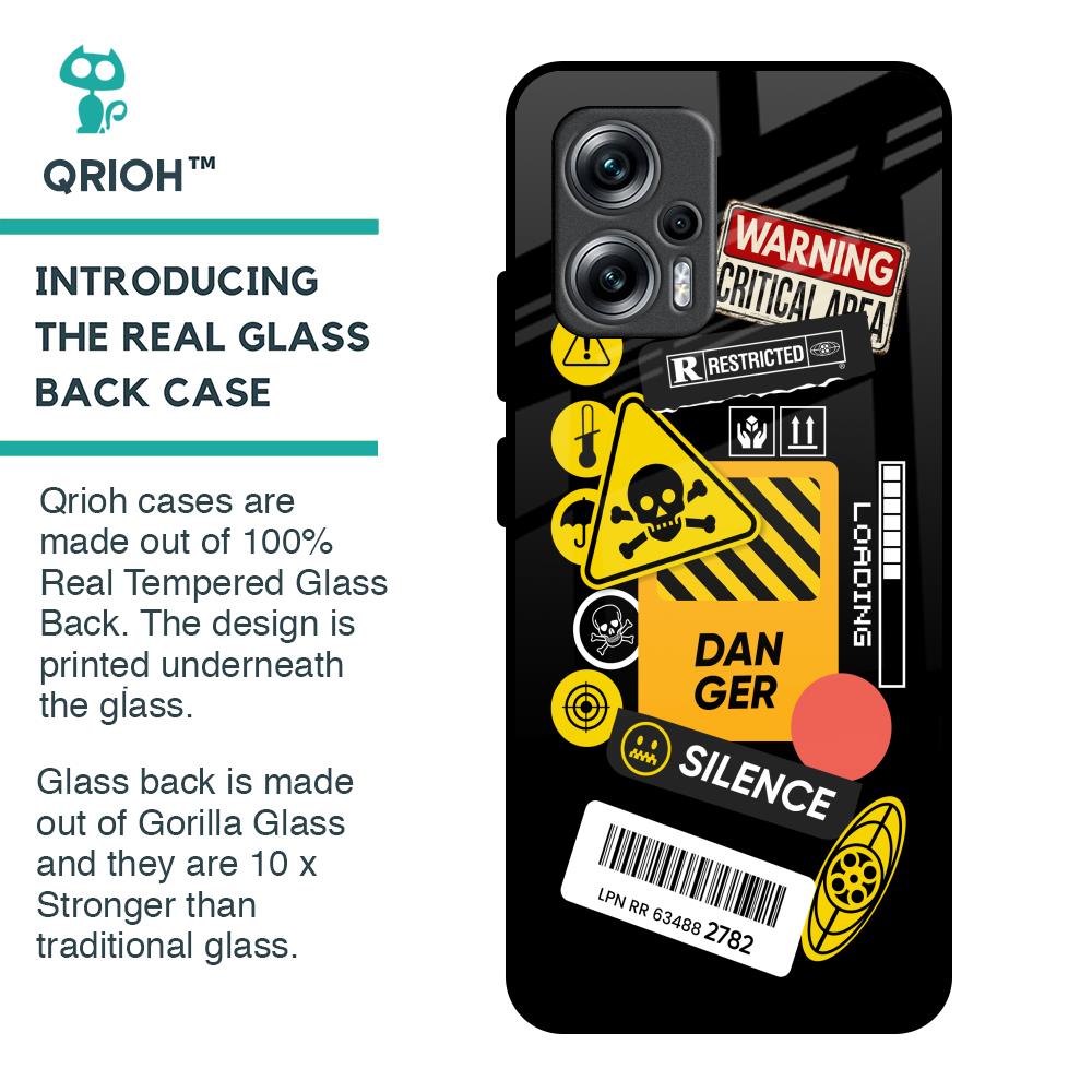 Danger Signs Glass Case for Redmi K50i 5G