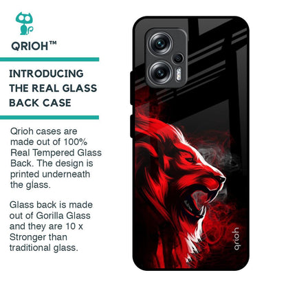 Red Angry Lion Glass Case for Redmi K50i 5G