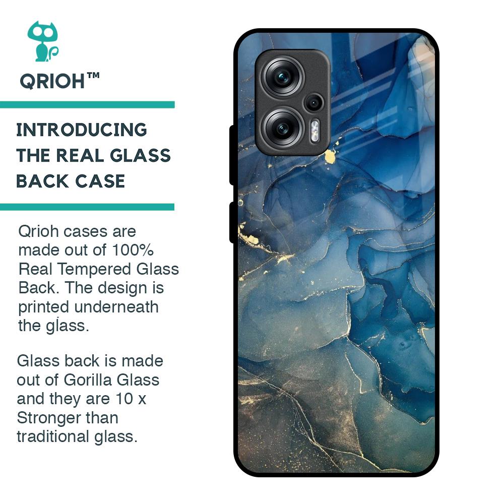 Blue Cool Marble Glass Case for Redmi K50i 5G