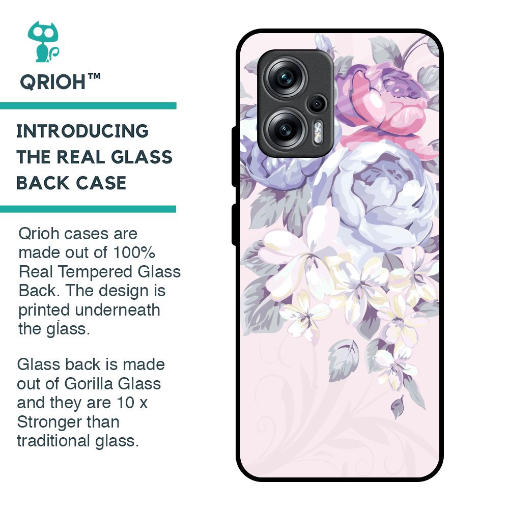 Elegant Floral Glass Case for Redmi K50i 5G