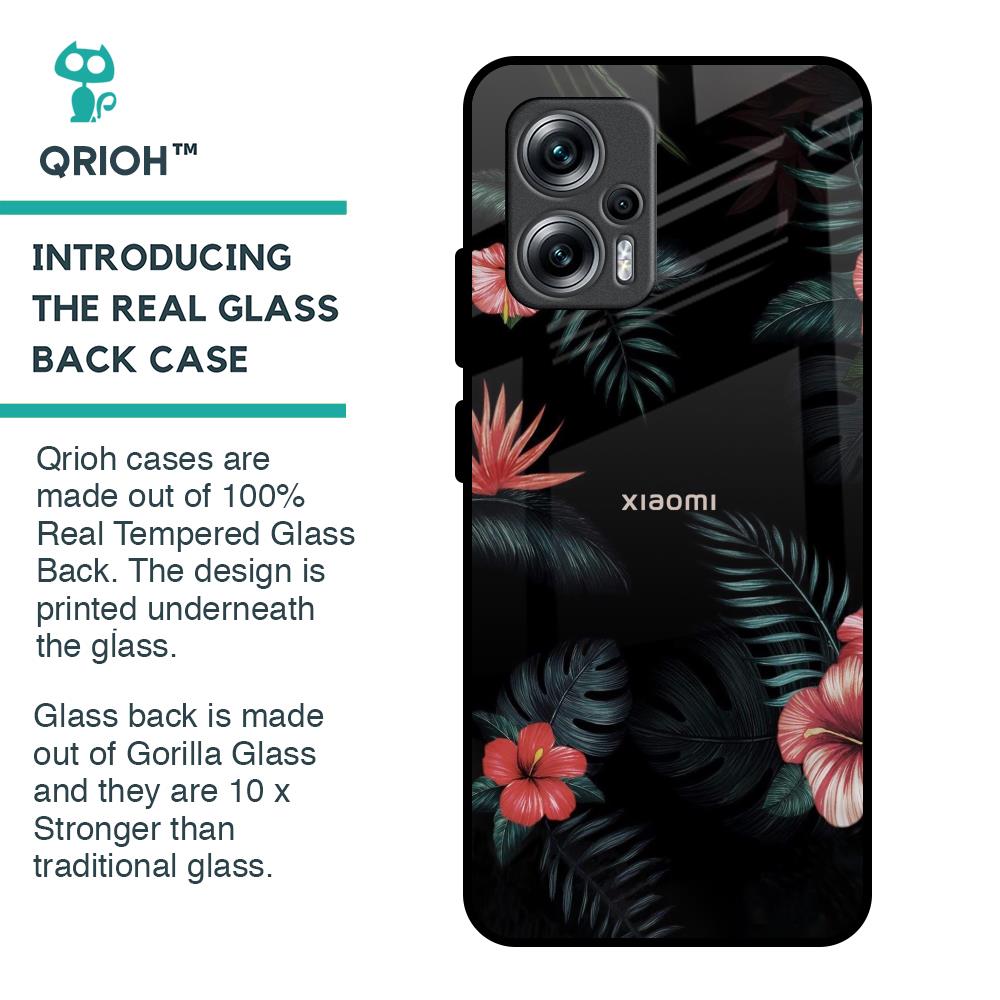 Tropical Art Flower Glass Case for Redmi K50i 5G