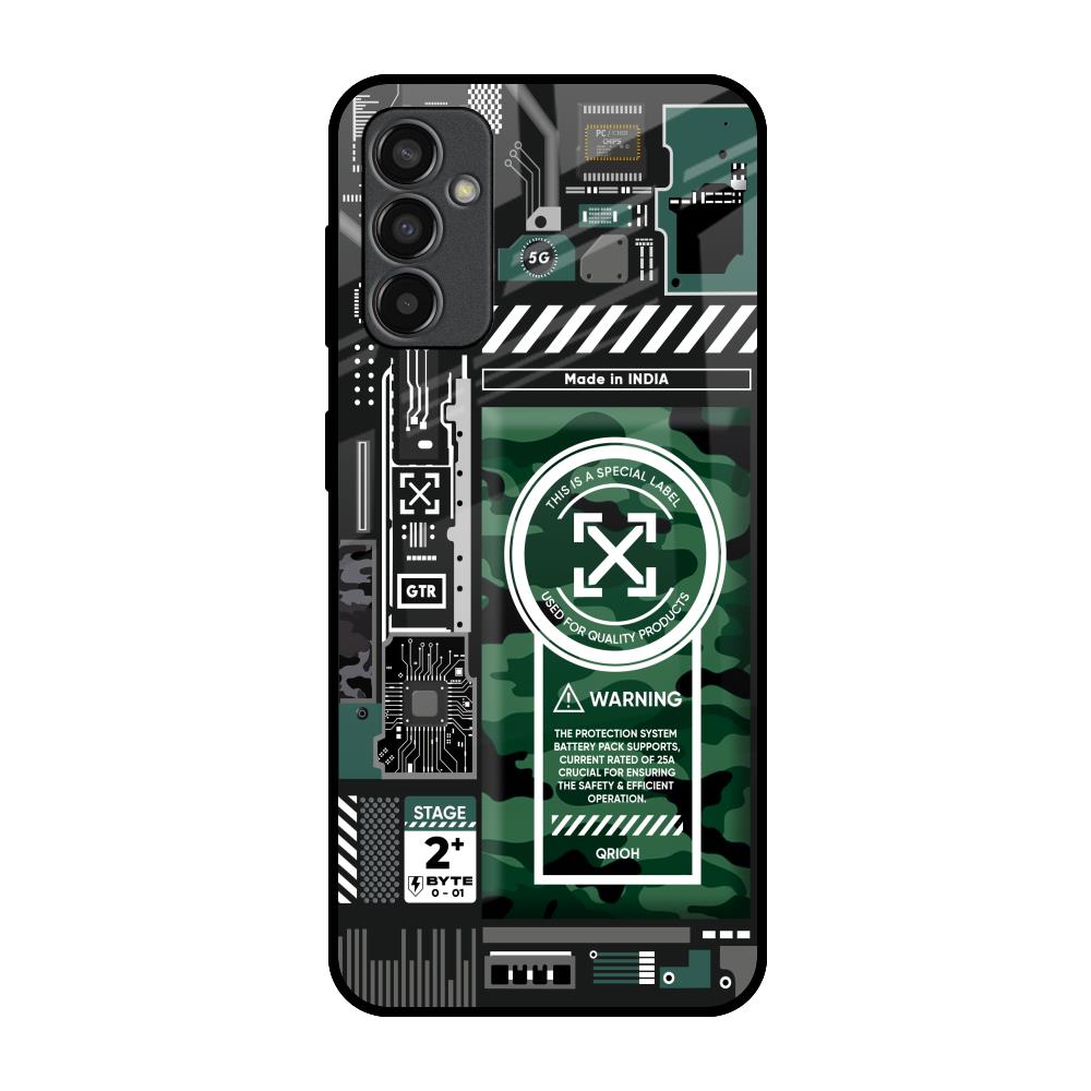 Green Camo Circuit Samsung Galaxy M13 Glass Back Cover Online