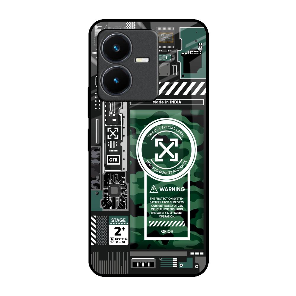 Green Camo Circuit Vivo Y22 Glass Back Cover Online